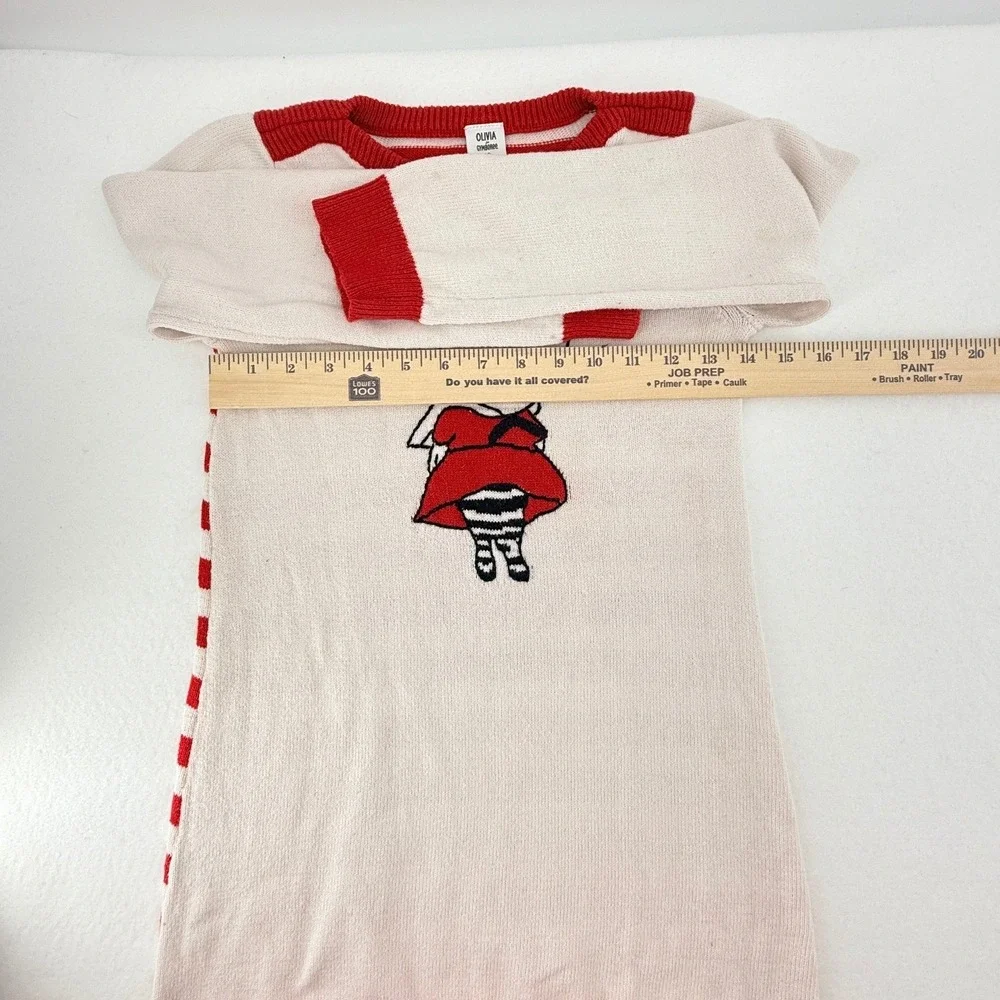 Olivia for Gymboree Girls Red Cream Olivia the Pig Striped Sweater Dress Size 10